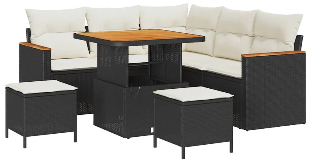 vidaXL Σετ Καναπέ Κήπου με μαξιλάρι 8 pcs Μαύρο Πολυ ράταν
