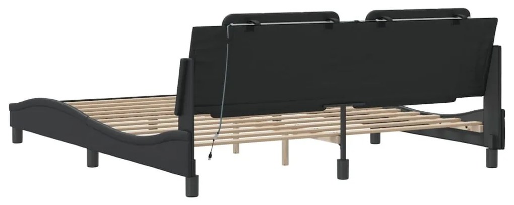 Πλαίσιο Κρεβατιού με LED Μαύρο 180x200 εκ. Συνθετικό Δέρμα - Μαύρο