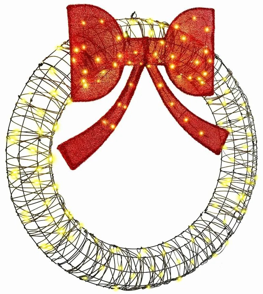 vidaXL Στεφάνι με 150 LED Θερμό λευκό 120 cm Ρατάν