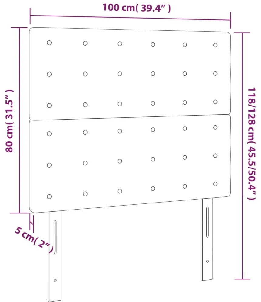 vidaXL Κεφαλάρι Κρεβατιού LED Ανοιχτό Γκρι 100x5x118/128 εκ. Βελούδινο