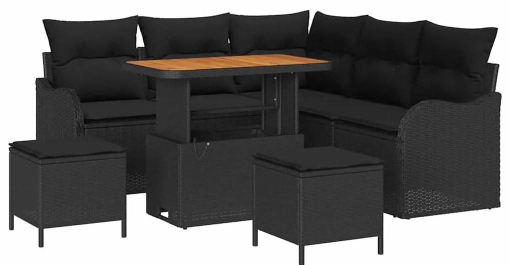 vidaXL Σετ Καναπέ Κήπου 8 pcs Μαύρο συνθετικό ρατάν