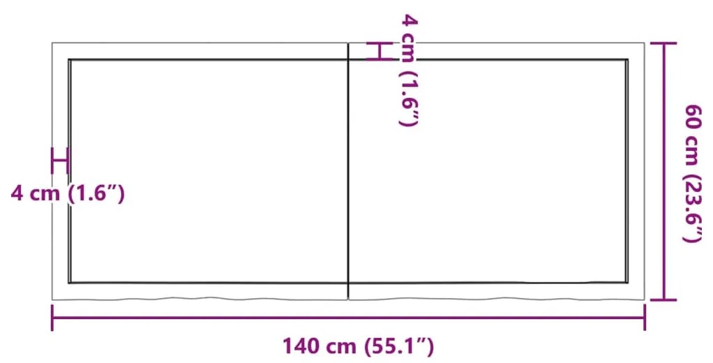 Επιφάνεια Τραπεζιού Σκούρο Καφέ 140x60x(2-4)εκ Επεξ. Μασίφ Δρυς - Καφέ