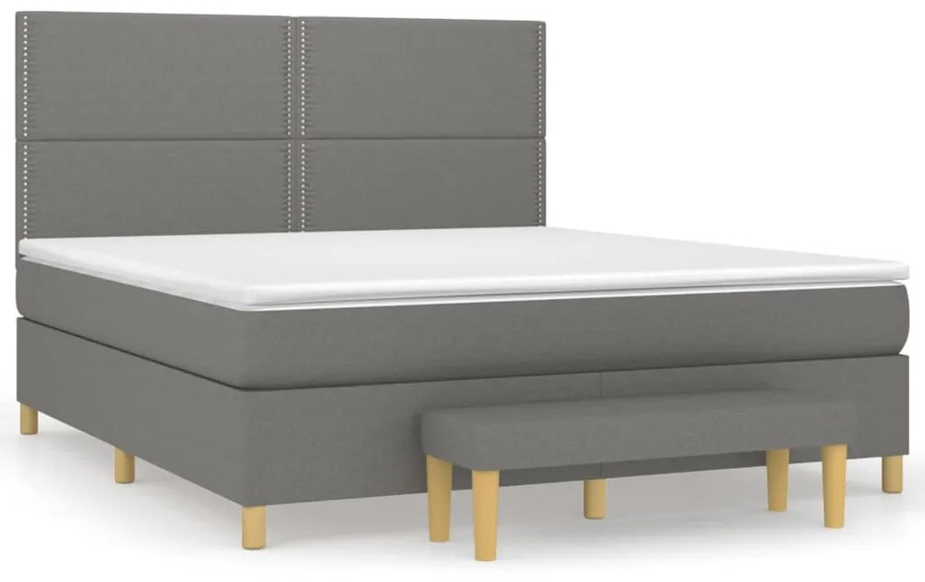 vidaXL Κρεβάτι Boxspring με Στρώμα Σκούρο Γκρι 180x200 εκ Υφασμάτιν