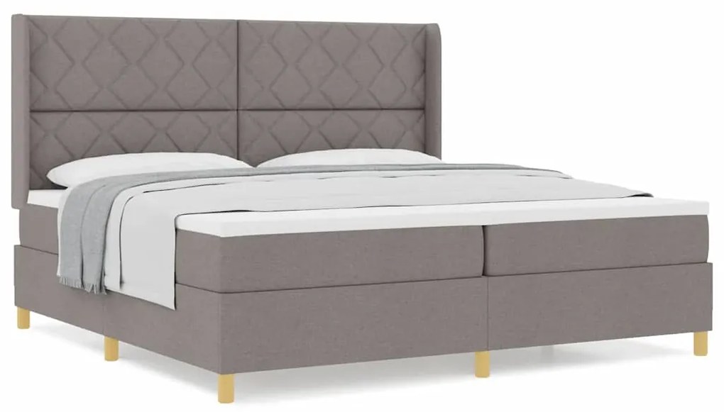vidaXL Κρεβάτι με ελατήριο με στρώμα Taupe 200 x 200 cm ύφασμα