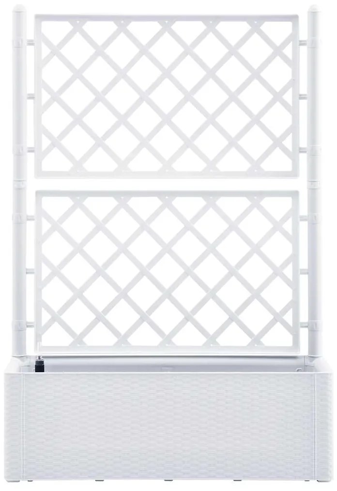 vidaXL Ζαρντινιέρα Κήπου Λευκή με Καφασωτό και Αυτόματο Πότισμα