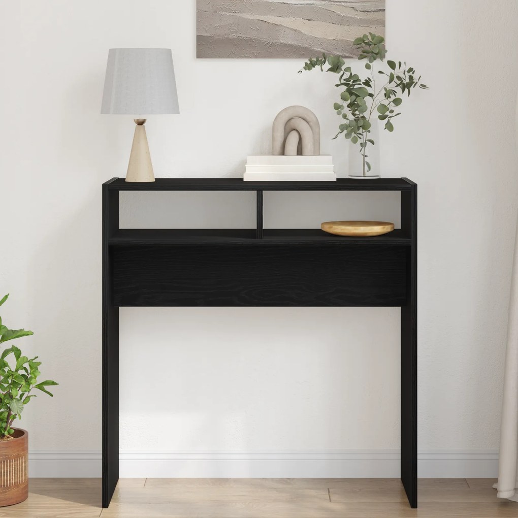 vidaXL Μαύρο Δρυς Τραπέζι Κονσόλας - 78x30x80 εκ. - Φτιαγμένο από Επεξεργασμένο Ξύλο