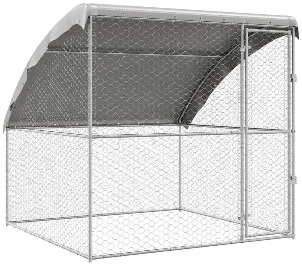 vidaXL Κλουβί Σκύλου με αποθήκευση Ασημί 2 x 2 x 2 m Ατσάλι