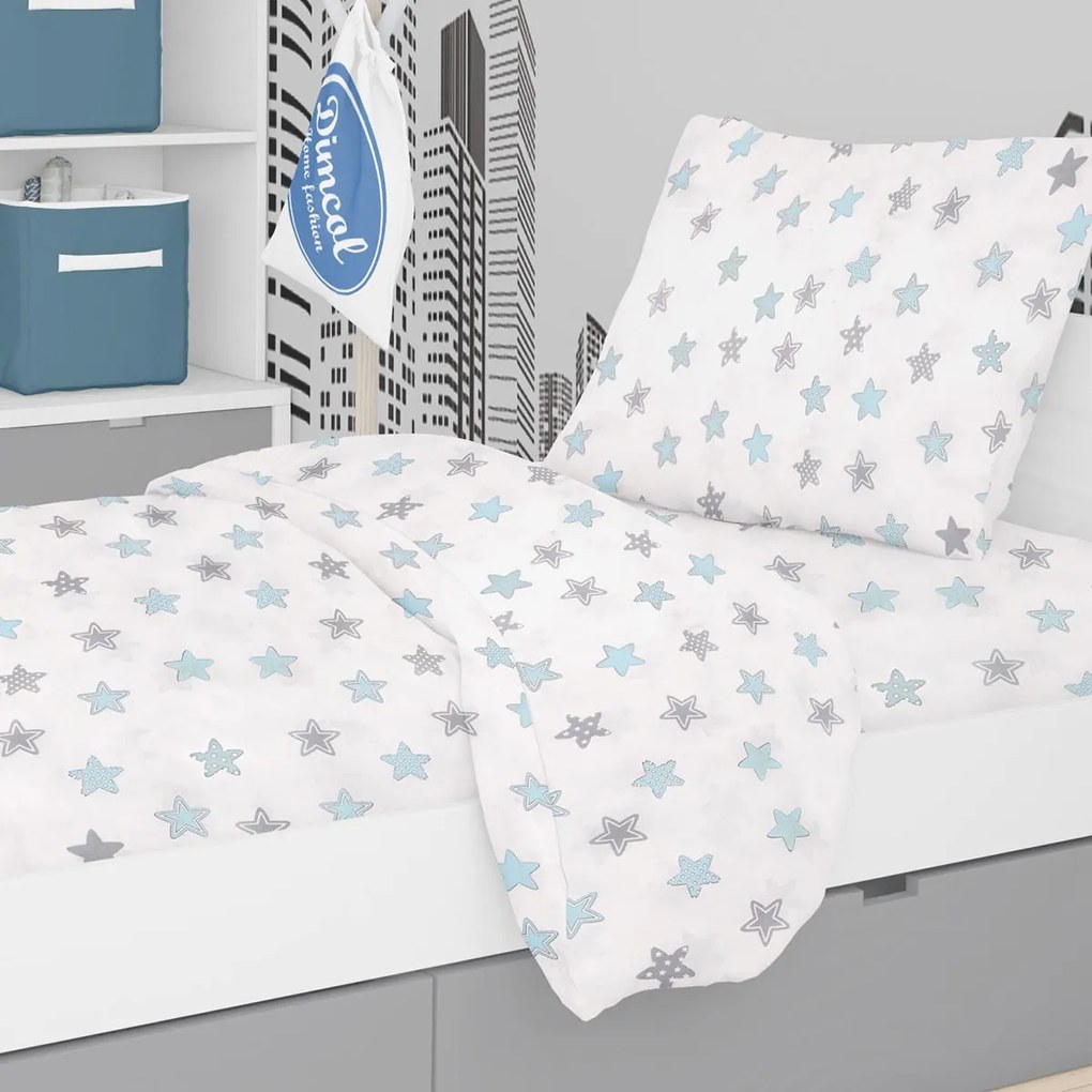 Σεντόνια Μονά (Σετ 3τμχ) Dimcol Star 104 Sky Blue