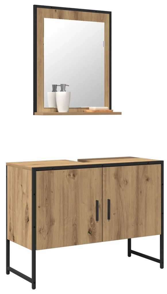 vidaXL Σετ μπάνιου 2 τεμαχίων  από τεχνητό ξύλο Artisan Oak