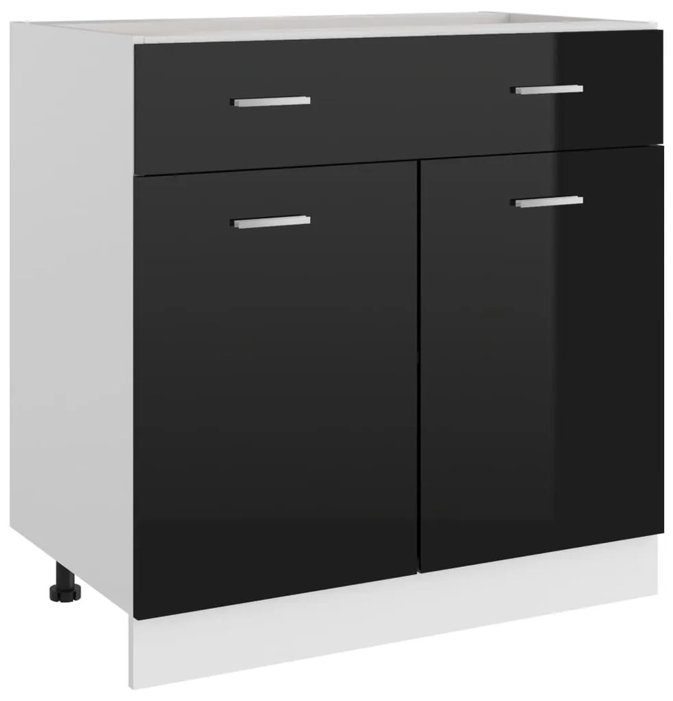 vidaXL Ντουλάπι με Συρτάρι Lyon Γυαλιστερό Μαύρο 80x46x81,5εκ.