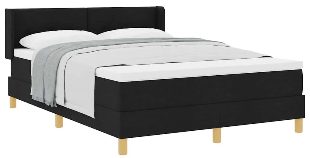 vidaXL Κρεβάτι με ελατήρια Λευκό και Μαύρο 140 x 190 cm ύφασμα