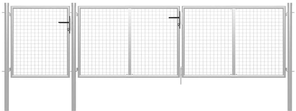 vidaXL Πόρτα Κήπου Ασημί 400x100 εκ. από Ατσάλι
