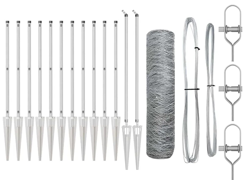 vidaXL Στύλος Περιφράξεων Ασημί 25 x 0,5 μ. (36 mm πλέγμα) Ατσάλι