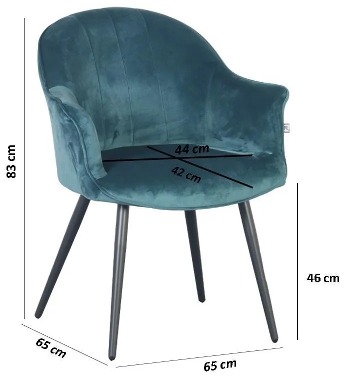 Πολυθρόνα Τραπεζαρίας C-985 Fylliana Πετρόλ 65x65x83εκ. 2αδα 65x65x83 εκ.