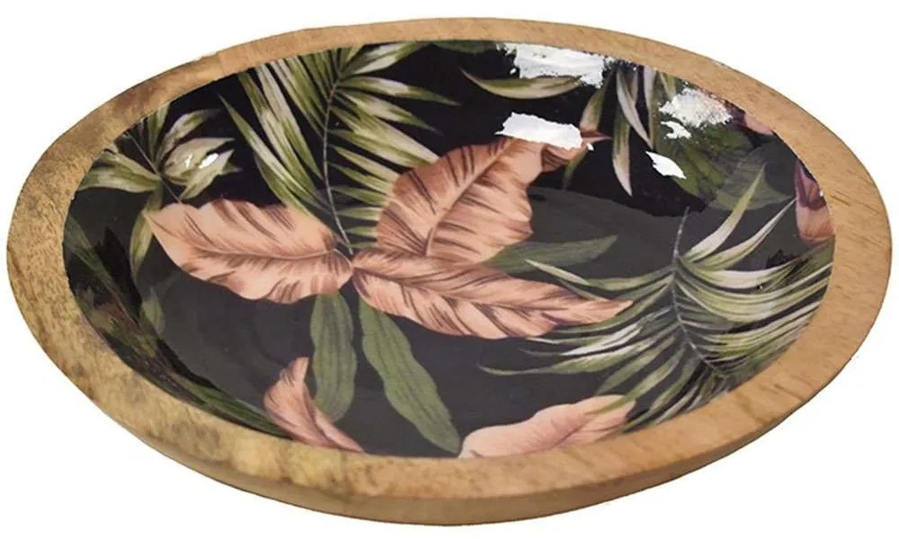 Διακοσμητικό Μπωλ Mango Enamel Mixed Leaves 00.07.7467A Φ29x6cm Multi Wood