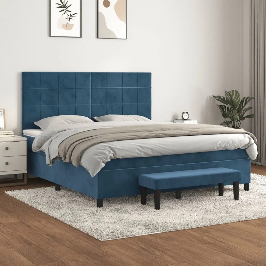 ΚΡΕΒΑΤΙ BOXSPRING ΜΕ ΣΤΡΩΜΑ ΣΚΟΥΡΟ ΜΠΛΕ 160X200 ΕΚ. ΒΕΛΟΥΔΙΝΟ 3137855