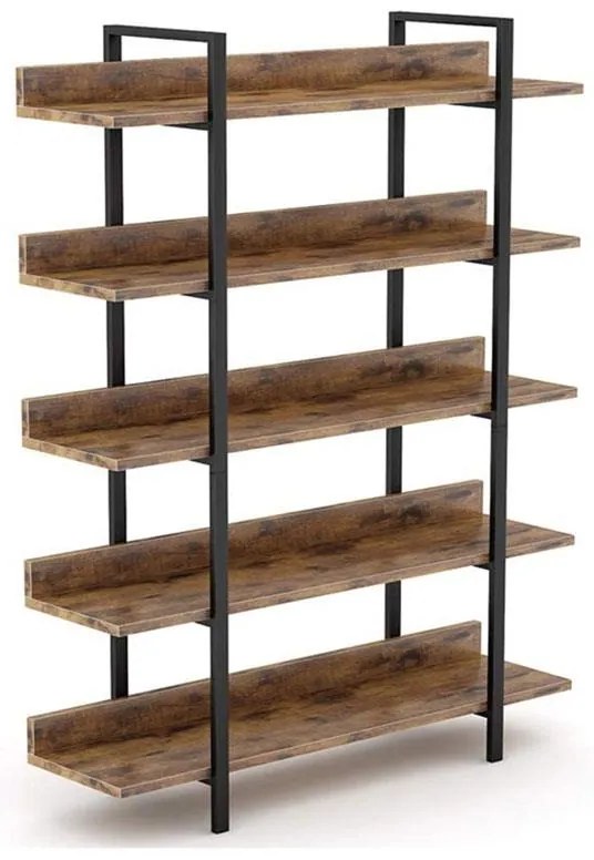 Βιβλιοθήκη Almond καρυδί-μαύρο 119x27x185εκ 119x27x185 εκ.