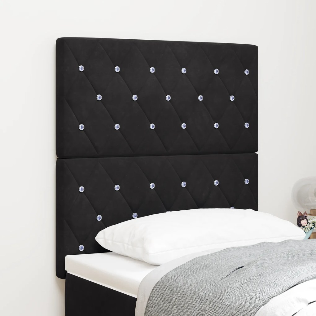 vidaXL LED Πλάτη Κρεβατιού Μαύρη 80 εκ από Βελούδο