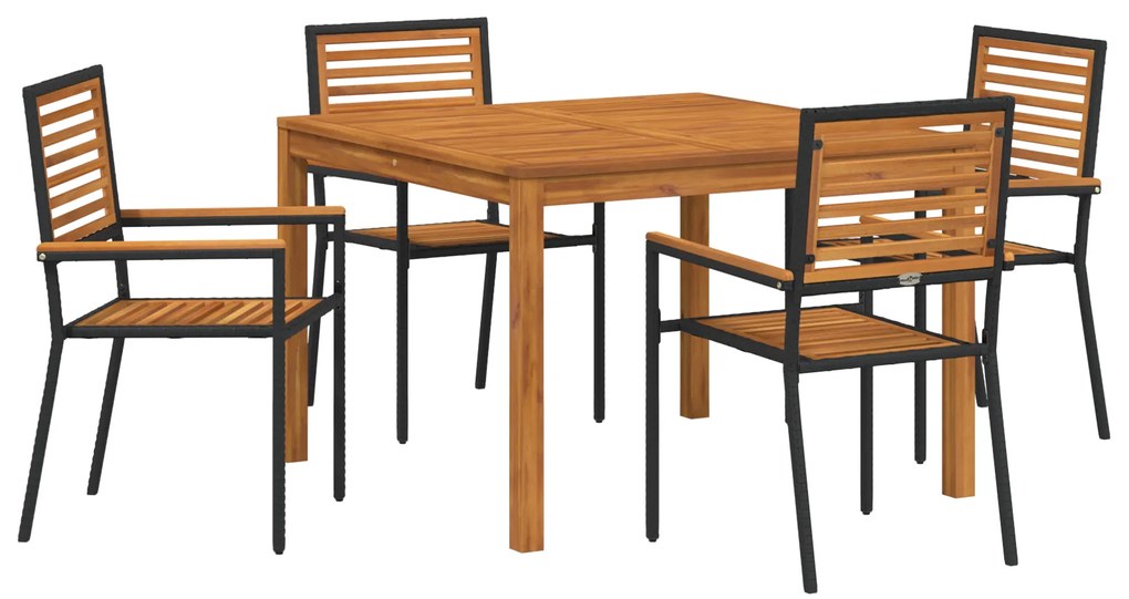 vidaXL Σετ Τραπεζαρίας Κήπου 5 pcs Μαύρο 110 x 110 x 75 cm