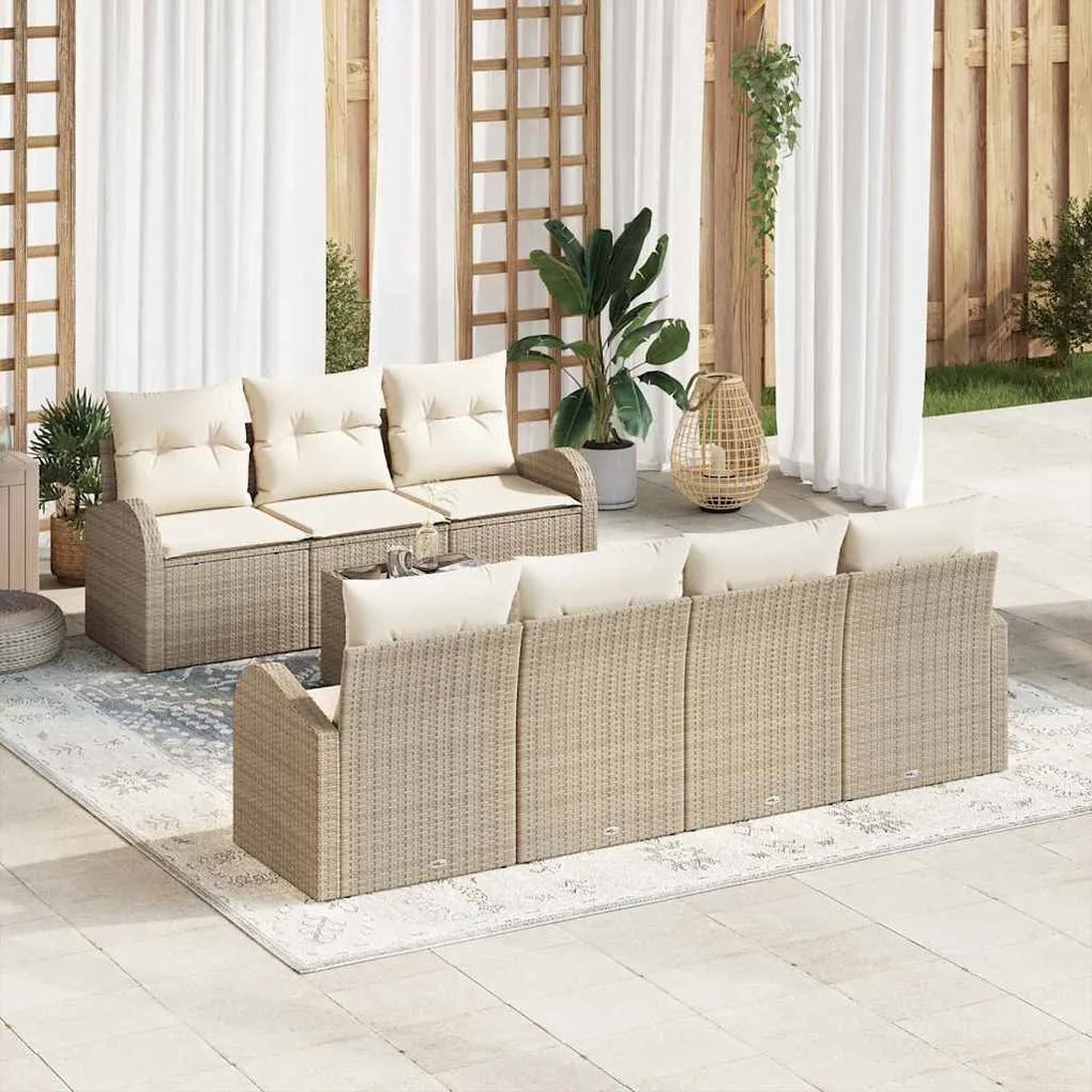 vidaXL Σετ Καναπέ Κήπου 8 pcs Μπεζ 55 x 55 x 37 εκ συνθετικό ρατάν