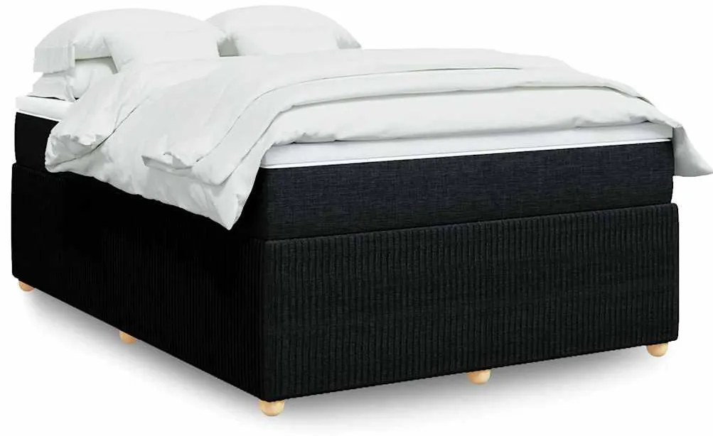 vidaXL Κρεβάτι Boxspring με Στρώμα Μαύρο 140x200 εκ. Υφασμάτινο