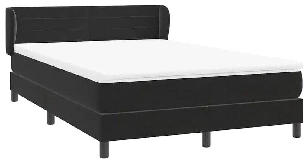 vidaXL Κρεβάτι Boxspring με Στρώμα Μαύρο 1140x210 εκ. Βελούδινο