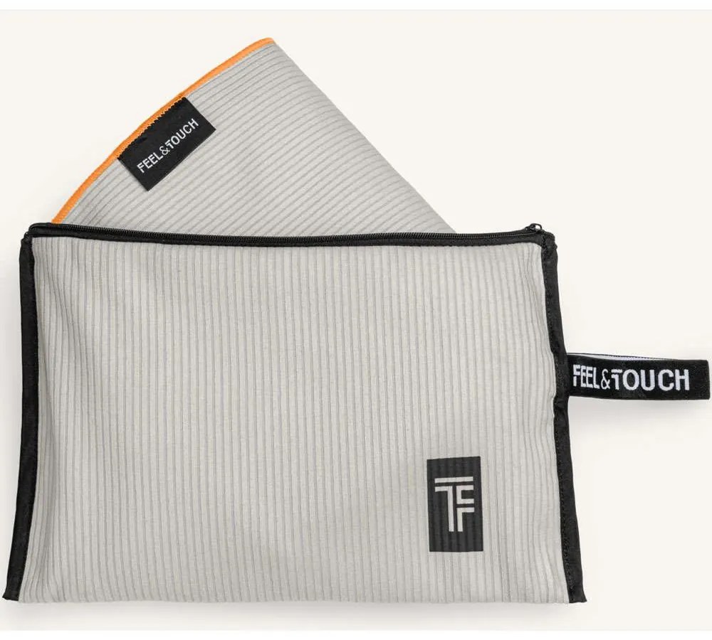 Πετσέτα Θαλάσσης Με Νεσεσέρ Surf 02 Light Grey Feel &amp; Touch Beach 80x160cm Polyester-Polyamide
