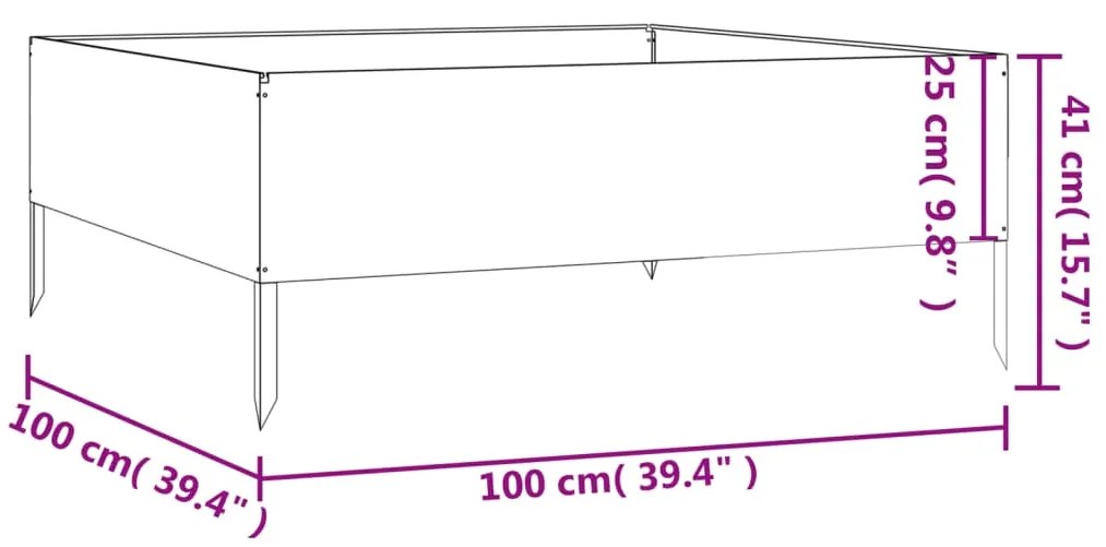 vidaXL Ζαρντινιέρα 100 x 100 x 41 εκ. από Ατσάλι Σκληρυθέν στον Αέρα