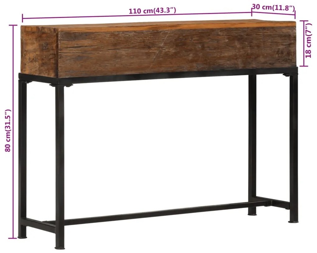 Τραπέζι Κονσόλα 110 x 30 x 80 εκ. από Μασίφ Ανακυκλωμένο Ξύλο - Καφέ