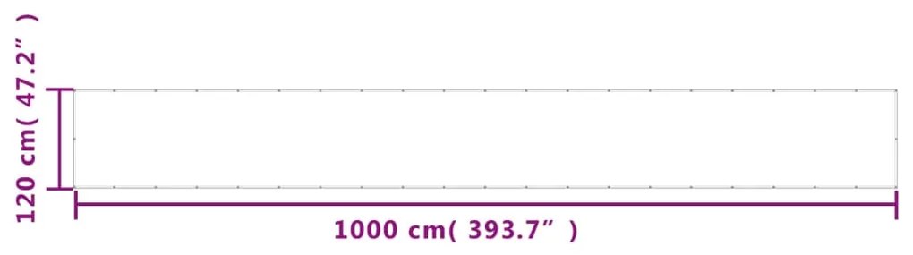 vidaXL Διαχωριστικό Βεράντας Μαύρο 120x1000εκ 100% Πολ. Ύφασμα Oxford