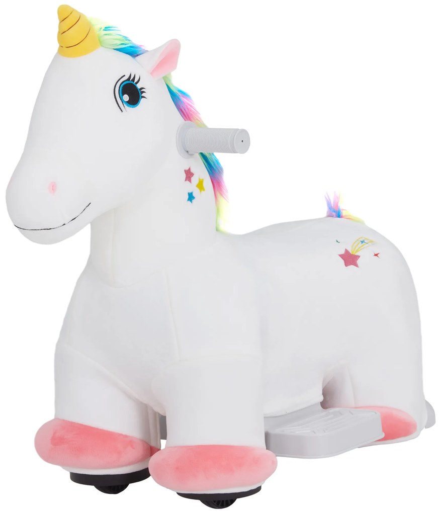 AIYAPLAY 6V Ηλεκτρικό Πόνυ για Παιδιά, Λειτουργία με Μπαταρία, Με Λειτουργία Μουσικής και Κίνηση προς τα Εμπρός, 18-36 Μηνών, Λευκό