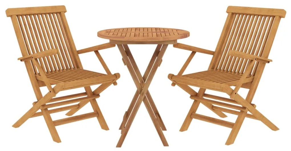 vidaXL Σετ Τραπεζαρίας Κήπου 3 Τεμαχίων από Μασίφ Ξύλο Teak