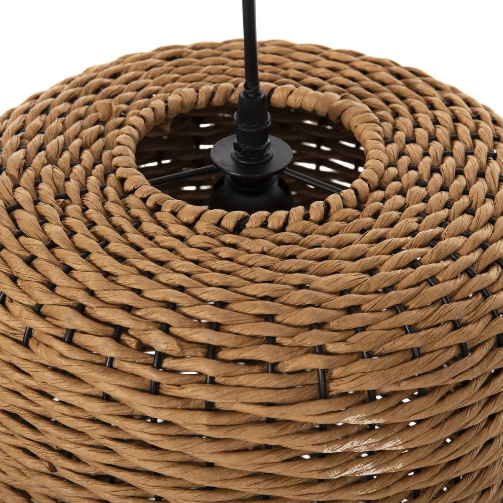 Φωτιστικό Οροφής Κρεμαστό Paper Rope Μπεζ-Μαύρο Μέταλλο-Φ26x40-120Υεκ.