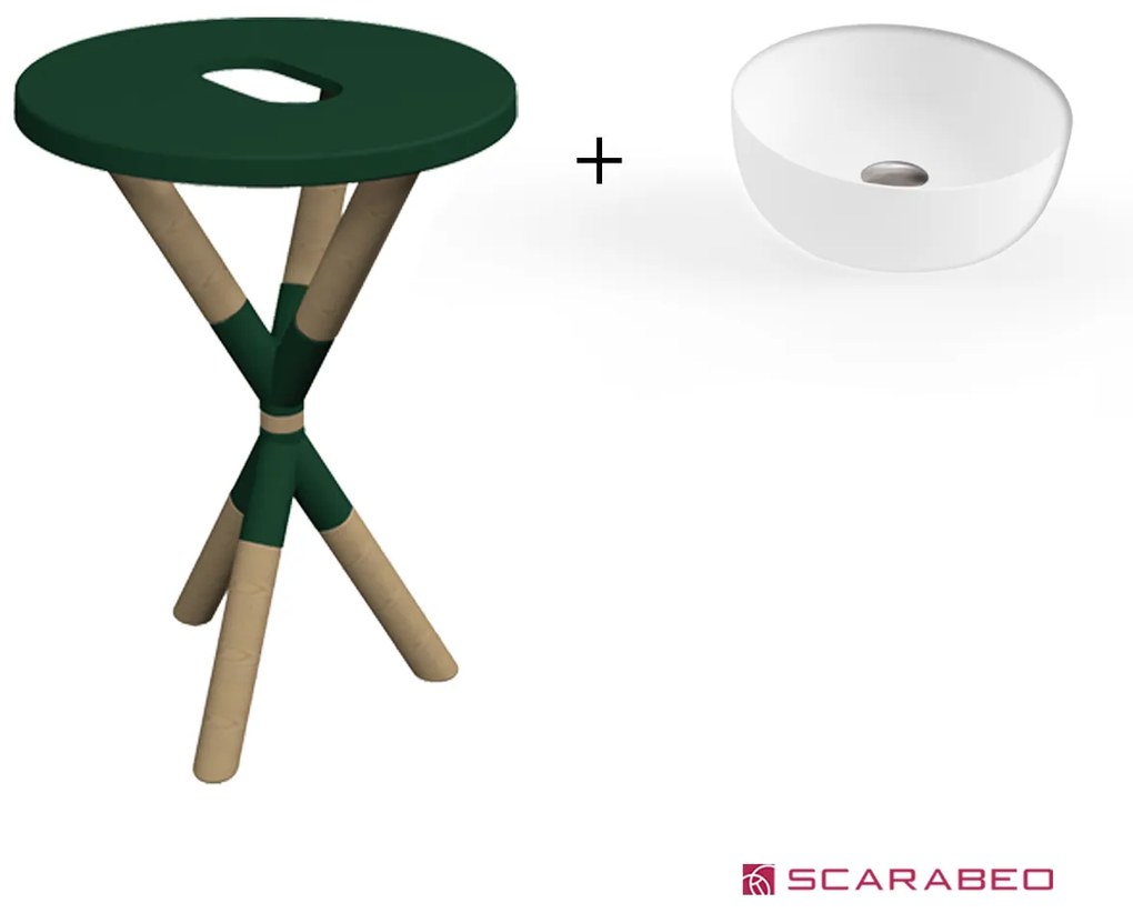 Scarabeo Cross 2501F0-9855 Musk (Πράσινο Ματ) Πάγκος Με Νιπτήρα Glam Λευκό Ø33εκ.