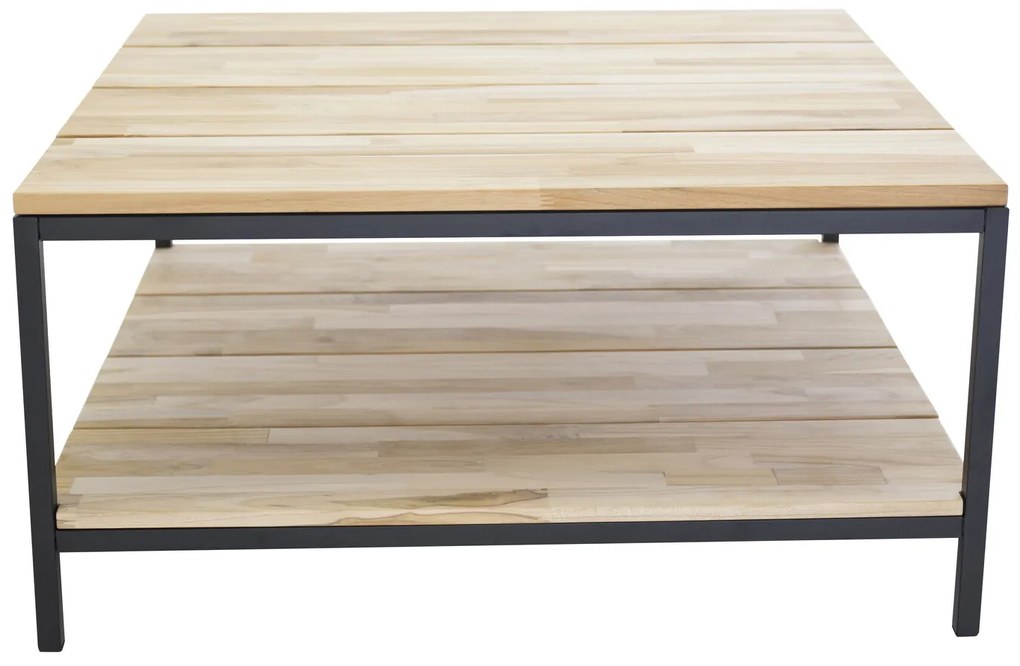 Τραπεζάκι σαλονιού Dallas 143, Μαύρο, Ανοιχτό χρώμα ξύλου, 40x80x80cm, 6 kg, Ξύλο, Γωνιακό, Ξύλο: Ξύλο Teak | Epipla1.gr