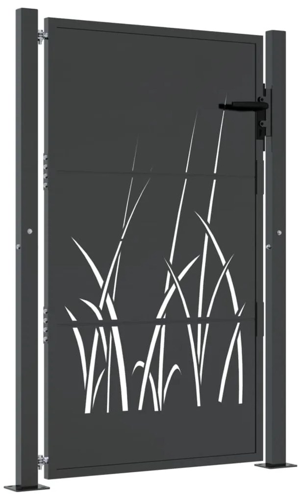 vidaXL Πόρτα Κήπου Ανθρακί 100x125 εκ. Σχέδιο Χαλυβδόφυλλου
