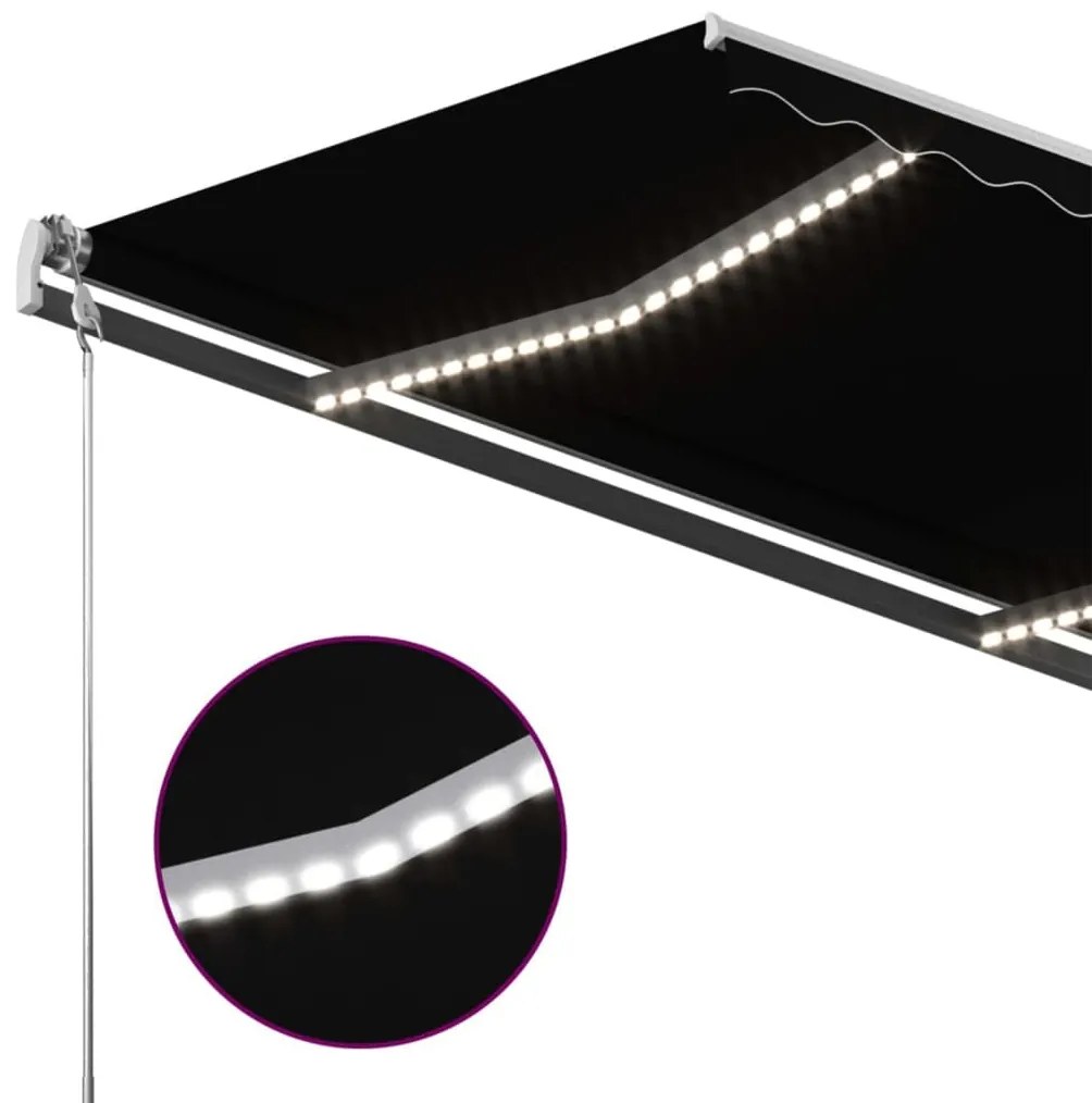 vidaXL Τέντα Συρόμενη Χειροκίνητη με LED Ανθρακί 400 x 300 εκ.