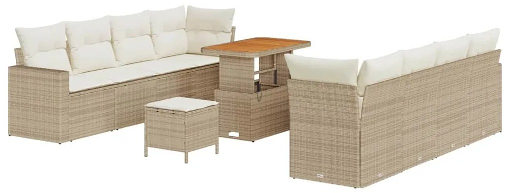 vidaXL Σετ Καναπέ Κήπου 11 pcs μπεζ και κρεμ 90 x 55 x 71 cm
