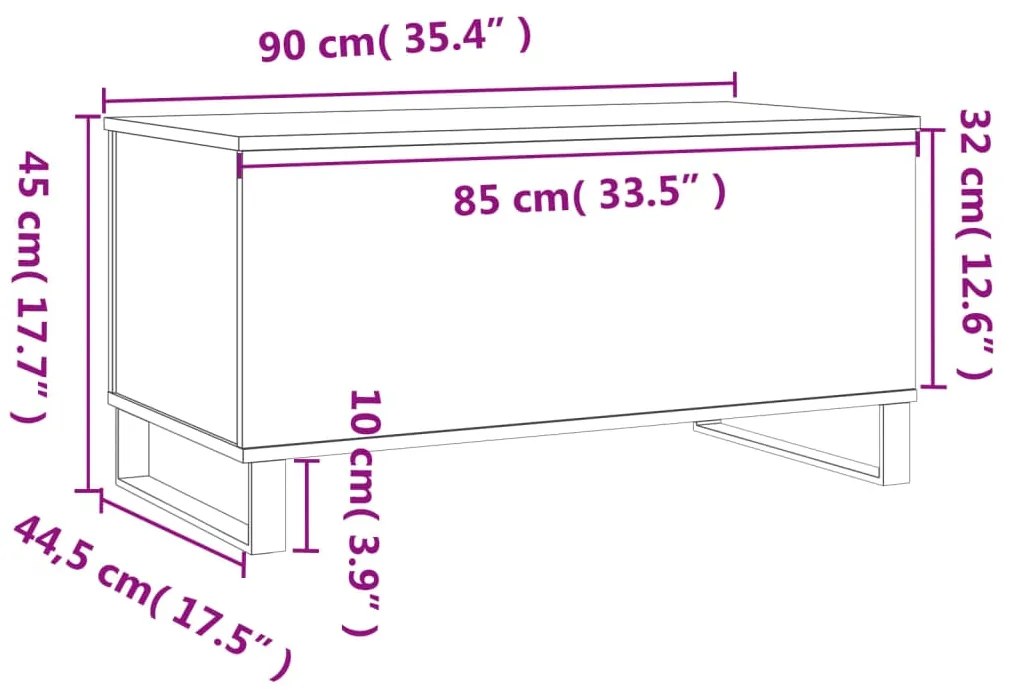 Τραπεζάκι Σαλονιού Λευκό 90x44,5x45 εκ. από Επεξεργασμένο Ξύλο - Λευκό