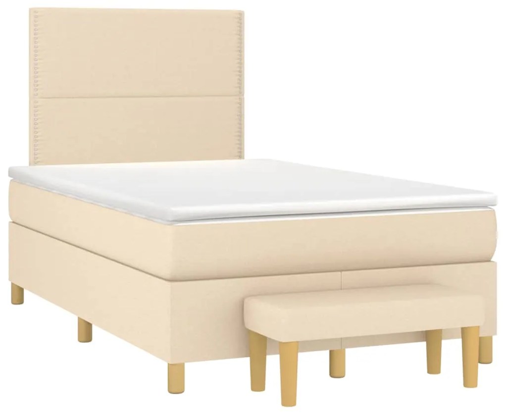 vidaXL Κρεβάτι Boxspring με Στρώμα Κρεμ 120x190 εκ. Υφασμάτινο