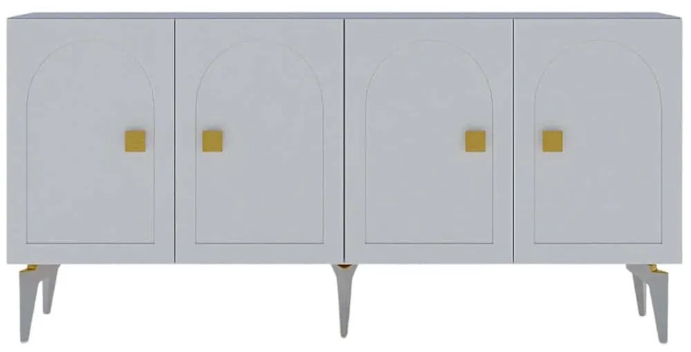 Μπουφές Owen 475OLV2322 150x40x79cm White-Gold Μοριοσανίδα, Μελαμίνη