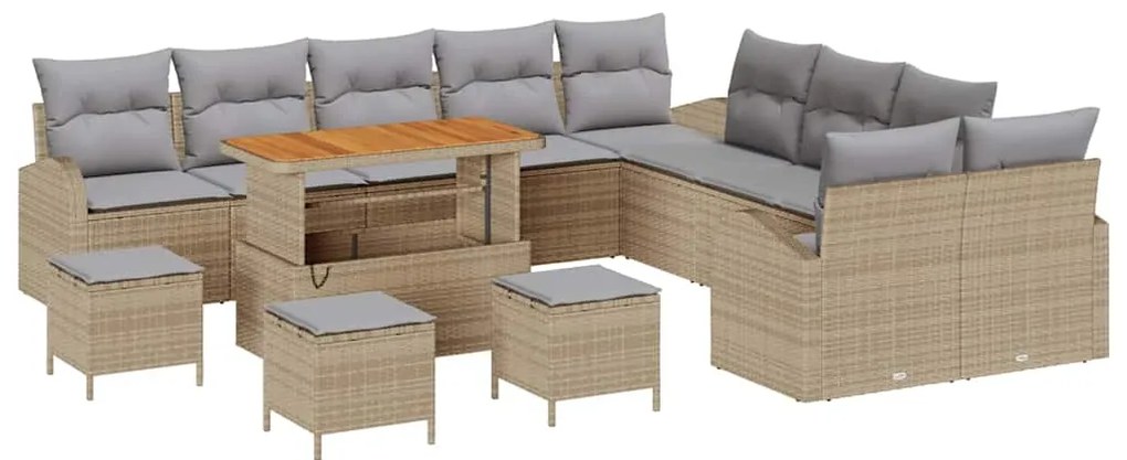 vidaXL Σετ Καναπέ Κήπου 14 pcs Μπεζ, Ανοιχτό Γκρι 110 x 55 x 71 εκ
