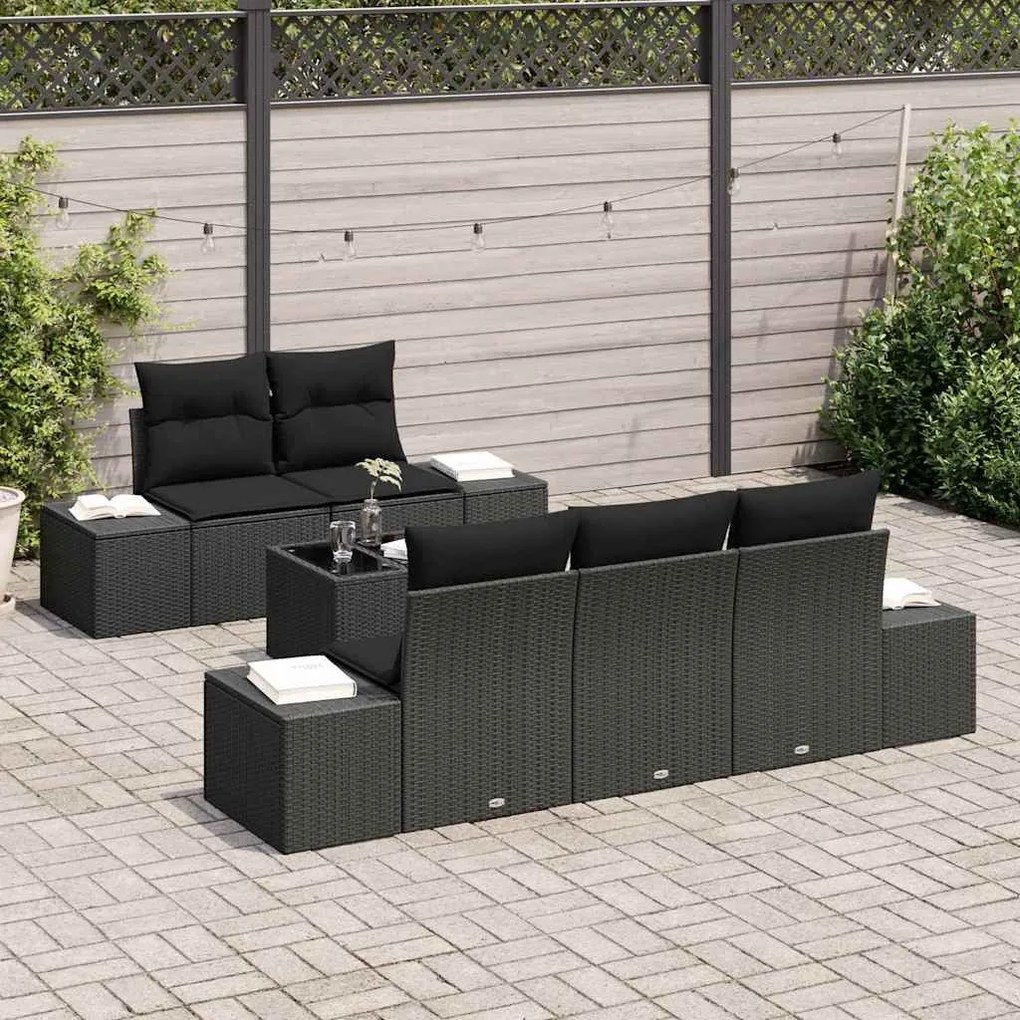 vidaXL Σετ Καναπέ Κήπου με μαξιλάρι 6 pcs Μαύρο 55 x 55 x 37 εκ