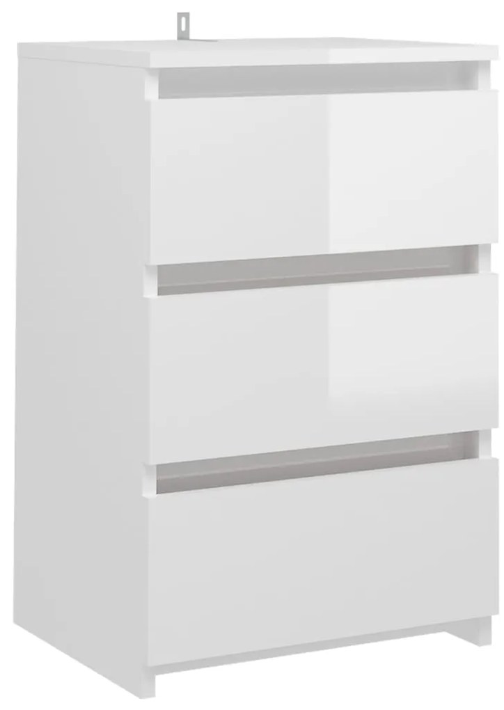 vidaXL Κομοδίνα 2 τεμ. Γυαλιστερό Λευκό 40x35x62,5 εκ. από Επεξ. Ξύλο