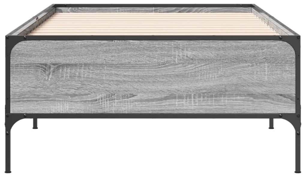 vidaXL Πλαίσιο Κρεβατιού Γκρι Sonoma 75x190 εκ. Επεξ. Ξύλο &amp; Μέταλλο