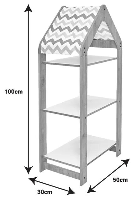 Ραφιέρα Montessori Zoilen I λευκό-φυσικό-μπλε mdf 50x30x100εκ 50x30x100 εκ.