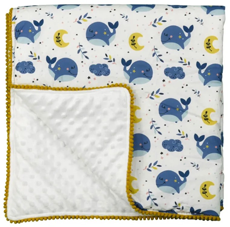 Κουβέρτα Minky Αγκαλιάς (90x90) Bebe Stars Whale 3103