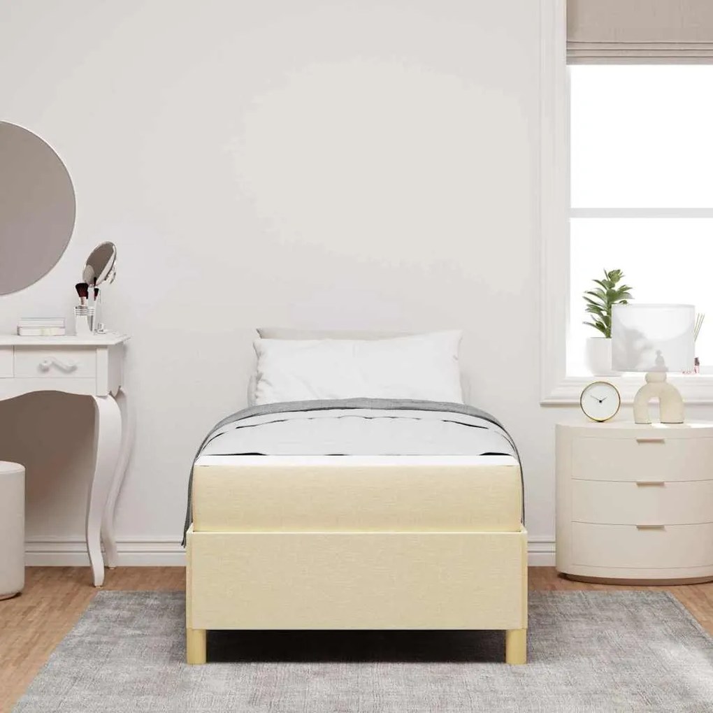 vidaXL Κρεβάτι με ελατήρια Λευκό και Κρέμα 90 x 190 cm ύφασμα