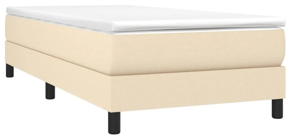 vidaXL Κρεβάτι Boxspring με Στρώμα Κρεμ 90x200 εκ.Υφασμάτινο