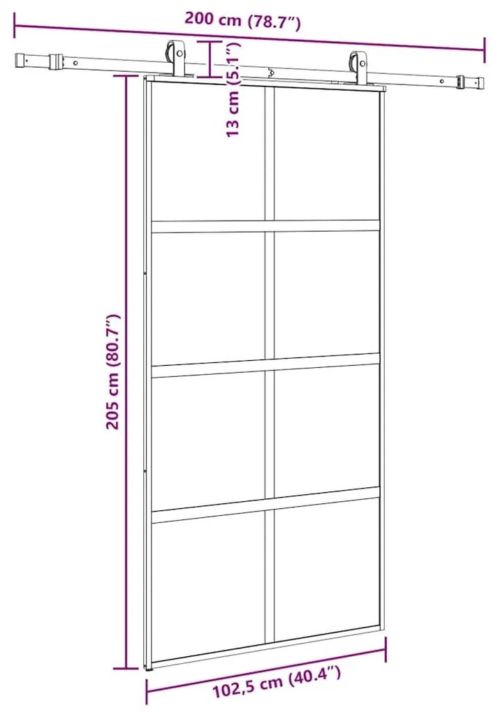 Σετ συρόμενης πόρτας με υλικό μαύρο 102,5x205 cm - Μαύρο